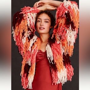 NWT Anthropologie fringe loose knit cardigan blazer
